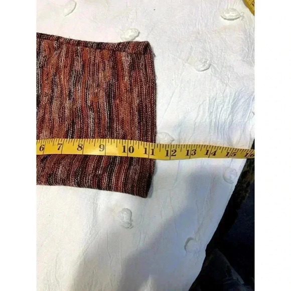 Pure Jill Chunky Knit 3/4 Sleeve Red & Brown V Neck Tunic Sweater Large Grandma - Picture 6 of 6